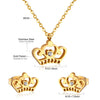 Chic Elegant Heart Indian Jewelry Sets Women Wedding Crown Steel Necklace And Earrings Bulk - Image 39