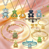 Multicolor Cubic Zirconia Teddy Bear Jewelry,Cool Sunglasses Bear Pendant Necklace Bracelet Earrings Women Accessories - Image 1