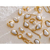 Stainless Steel Gold Plated Baroque Pearls Jewelry Set Wedding Party Necklace Ring Bracelet - Image 3