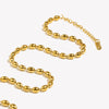 Stainless Steel Oval Bead Chain Necklace in Gold-Tone or Silver-Tone - Image 2