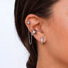 2PCS Stainless Steel Cubic Zirconia Chain Stud Earrings For Women Non-Piercing Ear Clip Ear Cuff Earring Cartilage Jewelry - Image 2