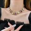 Vintage Purple Rhinestone Necklace Drop Earrings for Women Palace Style Geometric Round Necklace Earrings Ladies Jewelry Sets K - Image 4