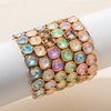 Summer 10mm Crystal Bangle For Women Gold Color Square Rhinestone Elastic Bracelets - Image 5