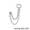 1pc Double Piercing 2 Hole Tassel Chain Mini Cz Hoop Earring Bling Cz Tennis Chain Clip on Earring Cuff Women Jewelry - Image 7