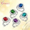 Silver Oval Design Crystal Zircon Open Adjustable Rings for Women Girls Engagement Jewelry Gifts - Image 2