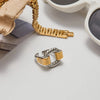 Women Stainless Steel Color Blocking Ribbed Twist Hollow Opening Ring Daily Accessory - Image 6