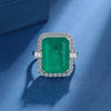 Silver Vintage Green Square Zircon Diamond Ring Anniversary Birthday Wedding Party Gift - Image 1