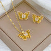 European and American Cute Micro-inlaid Butterfly Necklace Earrings Set Classic Light Transparent Stainless Steel - Image 22