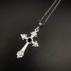 Large Detailed Cross Drill Pendant Jewel Necklace Silver Color Tone Gothic Punk Jewellery Charm Statement Women Gift(Red - Image 5