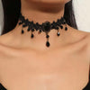 Vintage Black Lace Flower Choker Necklace for Women Classic Crystal Tassel Beaded Chain Necklace Jewelry Gifts - Image 2