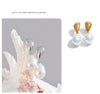 Pearl Drop Earrings with Geometric Metal Tops - Image 13