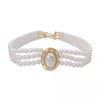 Three-Layer Pearl Collar Choker Necklace with Heart Pendant - Image 6