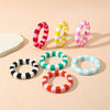 Boho Color-Blocked Resin Bracelet Geometric Striped Cuff Bracelet Stackable Jewelry Round Women Statement Bangle - Image 4