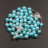 Faux Pearl Rosary-Style Necklace with Cross Pendant - Image 5