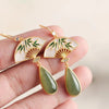 Retro-style Cheongsam, Hanfu Accessories, Ethnic-style Earrings, Chinese-style Jade Earrings, Ethereal Fan-shaped Traditiona - Image 1