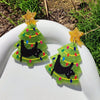 Kuguys Christmas Women's Earrings Winter Holiday Gifts Lovely Cartoon Cat Tree Acrylic Year Jewelry Accessories - Image 7