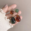 Vintage Maillard Coffee Tone Clip on Earrings for Non Pierced Retro Style Brown Resin Tiger Eye Stone Artistic Women Ears Clips - Image 12