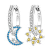 Silver Celestial Star Moon Hoop Earrings Purple Blue CZ Heart Starburst Dangle Huggie Earrings Jewelry for Women - Image 34