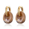 Oval Shape Acrylic Resin Pendant Stainless Steel Hoop Earrings For Women Gold Color Steel Ear Buckle Female Jewelry - Image 5