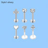 Six-Piece Stainless Steel Labret Piercing Stud Set with 1.2 x 8 mm Bar - Image 10