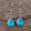 Female White Blue Fire Opal Stone Classic Silver Color Water Drop Earrings Cute Dangle Boho Jewelry For Women - Image 2