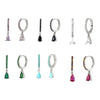 Multicolor Zircon Water Drop Small Hoop Earrings for Women Stainless Steel Pendant Piercing Earrings - Image 6