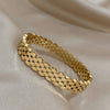 316L Stainless Steel Bracelet Bangle for Women Glossy Gold Plated Oval Link Wide Cuff Bracelets Jewelry - Image 5