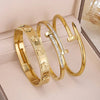 3Pcs Gold Plated Stainless Steel Clover Bracelet Set For Women, Lucky Four Leaf Charm Bangle Jewelry Gift - Image 12