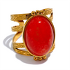 Red Black Green Stone Stainless Steel Open Adjustable Ring Gold Plated Women Jewelry Gala Gift - Image 7