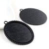 5pcs 30x40mm Inner Size Antique Silver Plated Bronze And Black Simple Style Cabochon Base Setting Pendant - Image 3