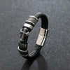 Men\\\\\'s Classic Black Leather Bracelet Metal Magnetic Buckle Bracelet Jewelry Casual Daily All-Match Jewelry - Image 2
