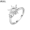 Rose Flower Rotating Ring For Women Spinner Fidgets Heart Charm Adjustable Open Rings Star Moon - Image 29