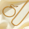 316L Stainless Steel Metal Gold Color Wheat Chain Necklace Bracelets Set For Women Jewelry Lady Gift - Image 2