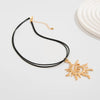 Creative Adjustable Leather Wax Thread Chain Necklace for Women Goth Metal Spiral Sunflower Pendant Choker Jewelry Gift - Image 6