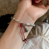 Silver Bracelet Red Persimmon Beaded Elastic Lucky Good For Woman Girl Jewelry Gift - Image 16