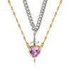 2PC Gothic Punk Sword Heart Creative Two Tone Couple Necklace Ladies Sparkling Heart Dagger Pendant Jewelry Gift - Image 7