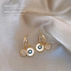 Classic Round Shell Flower Pendant Earrings Korea Jewelry Wedding Party Temperament For Womans Accessories Gift - Image 1