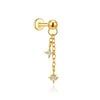 Silver 1pc Flower Shaped Inlaid Zircon Piercing Drop Earrings For Women Gold Jewelry Gift - Image 17