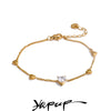 Zirconia Heart Love Chain Bracelet Bangle Stainless Steel Ankle Foot Jewelry - Image 1