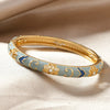 Multicolor Enamel Flower Cuff Bracelet in Gold-Tone - Image 13