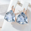 Light Grey Stone Earrings For Women Rose Gold Color Big Zircon Jewelry Accessories - Image 2