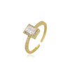 Classic Square Zircon Wedding Engagement Rings for Women Open Adjustable Geometry Shine Rings Charm Jewelry - Image 6
