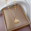 Classic Gold Color Stainless Steel Necklace For Women Shiny Zircon Geometric Heart Pendant Necklaces Jewelry Gift - Image 18