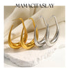Hollow Pear-Shaped Stainless Steel Hoop Earrings in Silver-Tone or Gold-Tone - Image 9