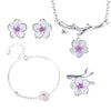 Silver Color Cherry Blossom Flower Cubic Zirconia Stone Jewelry Sets for Women Floral Necklace Bracelet Earring Ring Wedding Set - Image 17