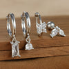 4PCS Stainless Steel Four Zircons Flower Pendant Hoop Earrings Set for Women Cartilage Huggies Square Earring Piercing Jewelry - Image 7