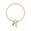 Zircon Cross Charm Bracelet for Women Stackable Birthstone Bracelet Stainless Steel Beaded Stretch Hand Chain Jewelry Girlfriend - Image 14