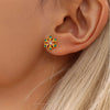 Hand-Set Zirconia Snowflake Earrings Stainless Steel Plated Gold Commute Ear Jewelry - Image 2