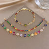 Summer Colorful Rhinestone Inlaid Bangle Rose Oval Shape Versatile Plated Gold Design Women's Bracelets Gifts - Image 2