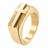 Unisex Stainless Steel Cross Signet Ring Radiant Sunburst Texture Christian Religious Finger Band Men Women Faith Jewelry Gift - Image 1
